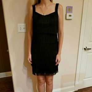 Tied Fringe Black Dress size S